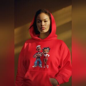 Gildan Black Hoodie with Cartoon Characters